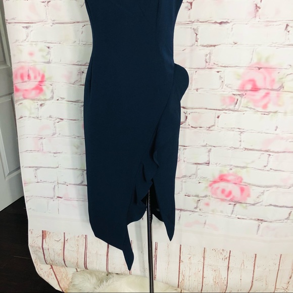 Bardot Carmelle blue ruffle slit Cocktail Dress - Picture 7 of 15